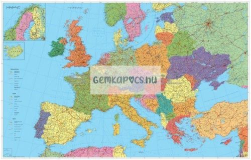 Szurkatábla 140x100cm Európa autótérképe fakeret