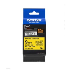   Betűnyomó kazetta 9mm Brother TZeS621 erős tapadású sárga-fekete