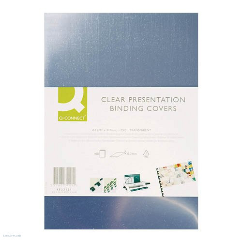 Spirálborító előlap, A/4, átlátszó, 250 mikron, Q-Connect