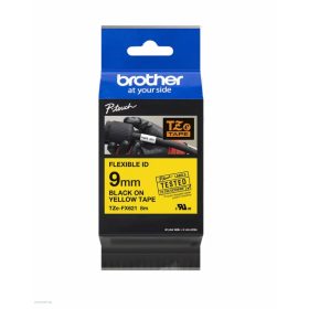   Betűnyomó kazetta 9mm Brother TZeFX621 rugalmas sárga-fekete