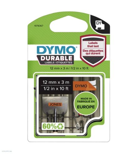 Betűnyomó kazetta gépi 12 mmx3m Dymo fekete-narancssárga