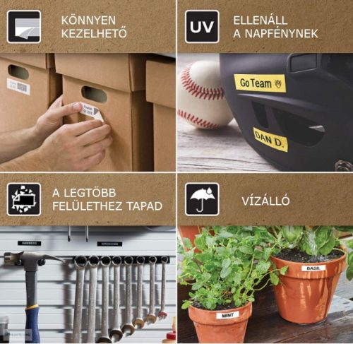 Betűnyomó kazetta gépi 12 mmx3m Dymo fekete-narancssárga