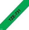 Betűnyomó kazetta 12mm Brother TZe731 zöld-fekete