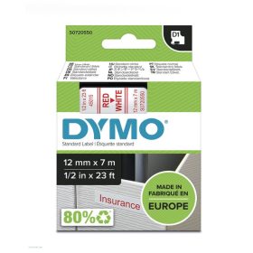 Betűnyomó kazetta gépi 12mmx7m Dymo piros-fehér 45015