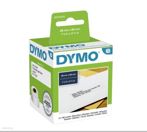 Cím etikett 89x28mm 2db x 130 címke, fehér Dymo 99010