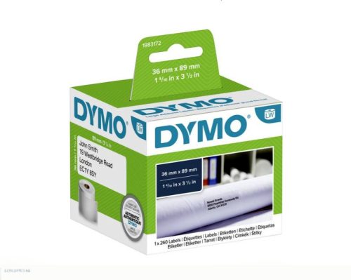 Cím etikett 89x36mm fehér Dymo 99012, 260 db címke per tekercs