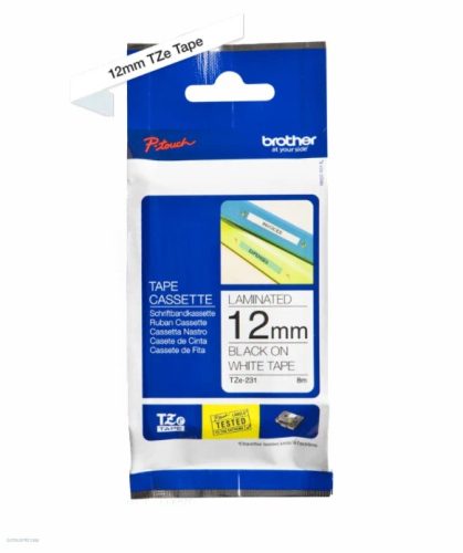 Betűnyomó kazetta 12mm Brother TZe231 fehér-fekete