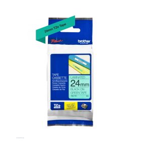 Betűnyomó kazetta 24mm Brother TZe751 zöld-fekete