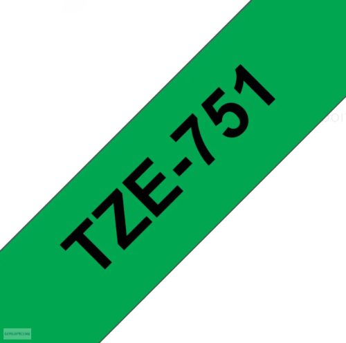 Betűnyomó kazetta 24mm Brother TZe751 zöld-fekete