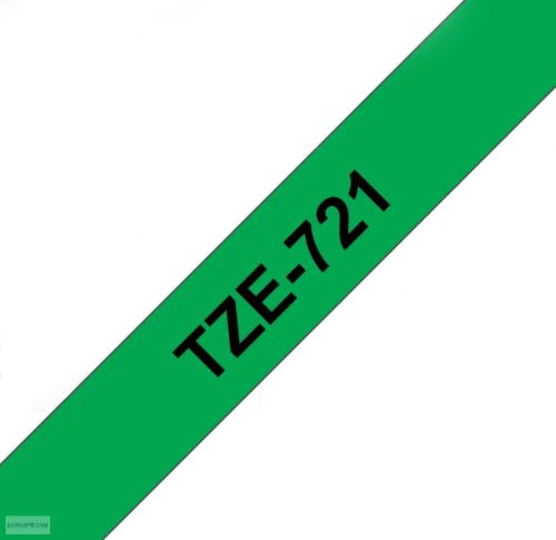 Betűnyomó kazetta 9mm Brother TZe721 zöld-fekete