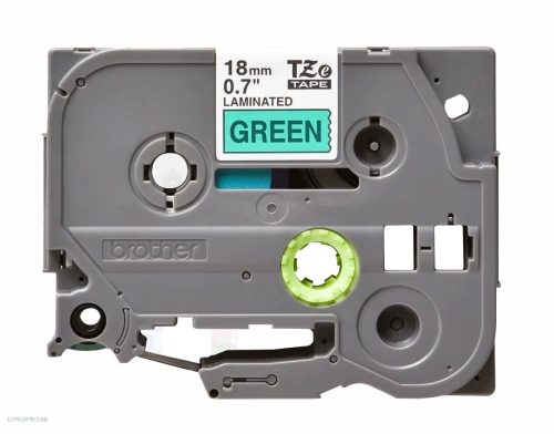 Betűnyomó kazetta 18mm Brother TZe741 zöld-fekete