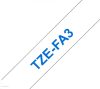 Betűnyomó kazetta vasalható 12mm Brother TZe-FA3 fehér-kék