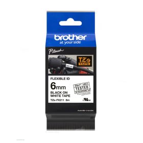   Betűnyomó kazetta 6mm Brother TZeFX211 rugalmas fehér-fekete