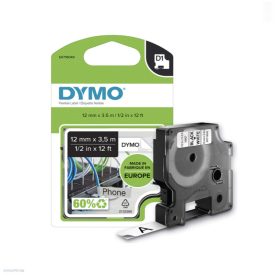   Betűnyomó kazetta gépi 12mmx3.5m Dymo flexibilis nylon fekete-fehér