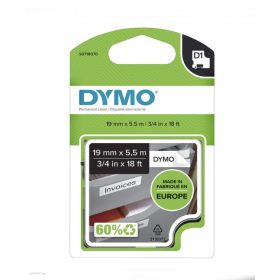   Betűnyomó kazetta gépi 19mmx5.5m Dymo poliészter fekete-fehér