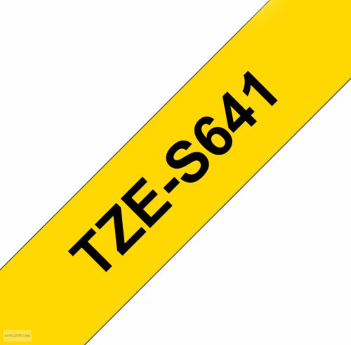 Betűnyomó kazetta 18mm Brother TZeS641 erős tapadású sárga-fekete