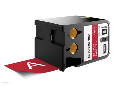 Betűnyomó kazetta gépi XTL 54mm Dymo sokcélú vinil, fehér-piros