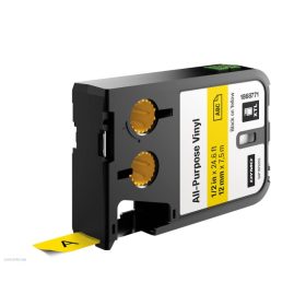   Betűnyomó kazetta gépi XTL 12mm Dymo sokcélú vinil, fekete-sárga