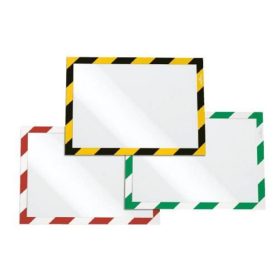   Biztonsági öntapadó mágneses kijelző keret, DURAFRAME SECURITY A4 2 db/csomag piros/fehér csíkos