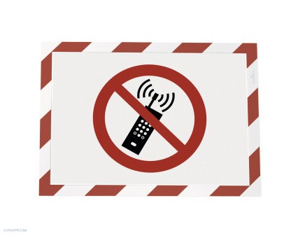 Biztonsági öntapadó mágneses kijelző keret, DURAFRAME SECURITY A4 2 db/csomag piros/fehér csíkos