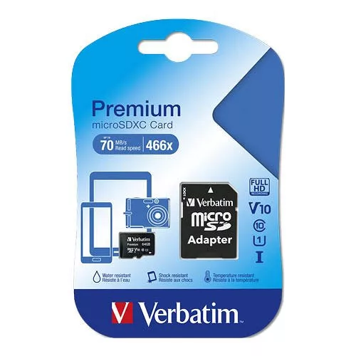 Memóriakártya Verbatim Micro SDHC 8GB Class 10 + adapter