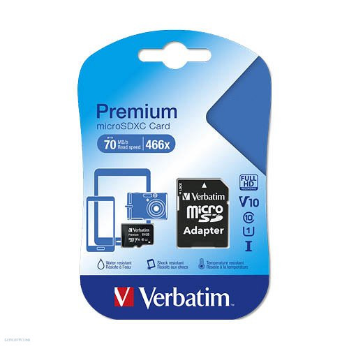 Memóriakártya Verbatim Micro SDHC 16GB Class 10 + adapter