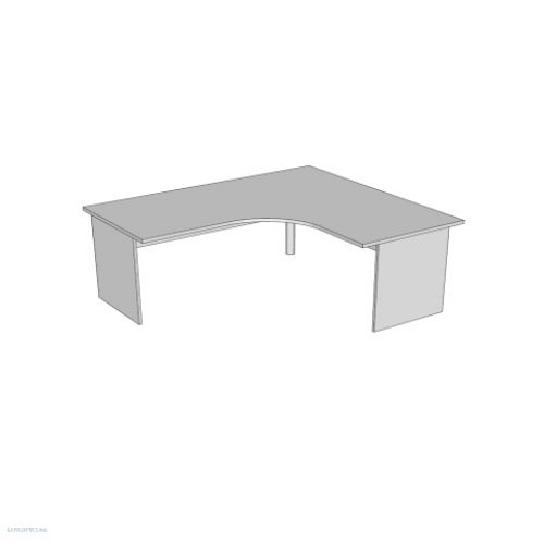 Íróasztal, sarokíves, panellábbal F-120.S 80/80, méret:180/160 x 80/80 x 75 mm, J