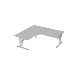   Íróasztal, sarokíves, fémlábbal F-120FL.S 80/60, méret:180/160x80/60x75, B vlágosbarna