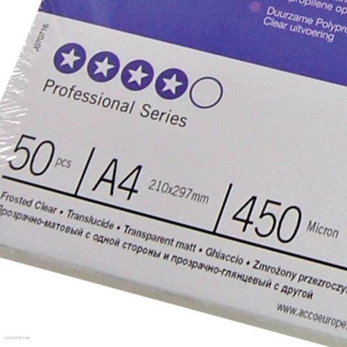 Spirálborító előlap, A/4, áttetsztő, tejüveg, 300 mikron, GBC