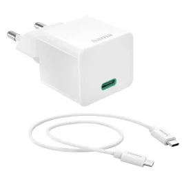   Hálózati töltő mini Hama, USB Type-C PD/QC + Type-C kábel