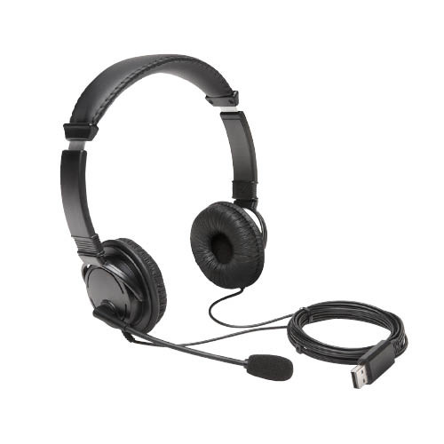 Fejhallgató mikrofonnal Kensington, USB-A csatlakozóval, hangerőszabályzóval