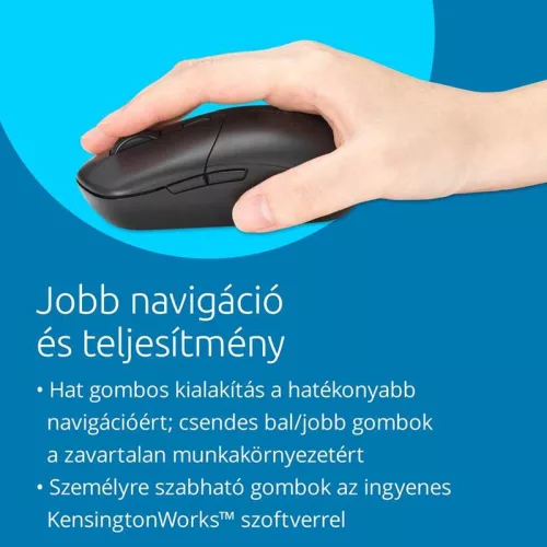 Egér vezeték nélküli, újratölthető, Kensington MY430 EQ, 6 gombos, K75507EU