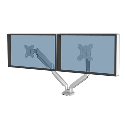 Monitortartó kar Fellowes Platinum Series™ Dual, két monitorhoz, ezüst