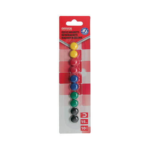 Mágnes kerek, 15 mm, 10 darabos, Office Products