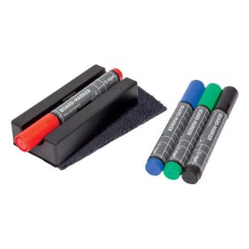   Táblatörlő tolltartóval és 4 táblamarkerrel, mágneses, Sigel BA151