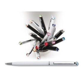   Golyósirón SLIM színes kristállyal díszítve fehér tolltest 13 cm light siam ciklámen