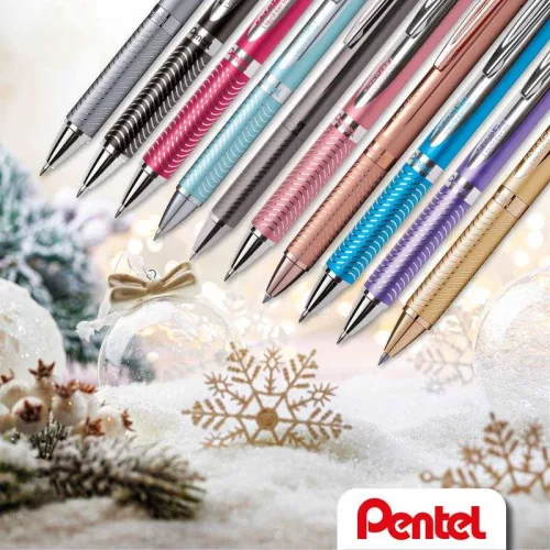 Rollerirón, Pentel EnerGel BL407X-A, prémium fém test, arany