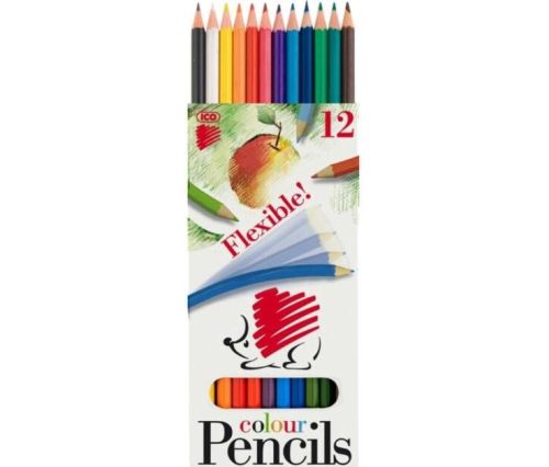 Színes ceruza ICO Süni festett, hajlítható, 12 darabos készlet