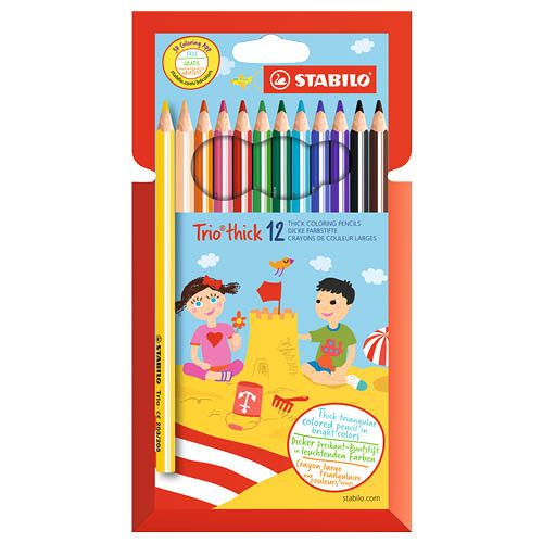 Színes ceruza készlet 12 db-os, Stabilo Trio, vastag