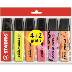   Szövegkiemelő Stabilo Boss Eco-Wallett 4+2 darabos készlet