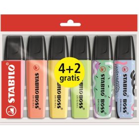   Szövegkiemelő Stabilo Boss Pastel Eco-Wallett 4+2 darabos készlet