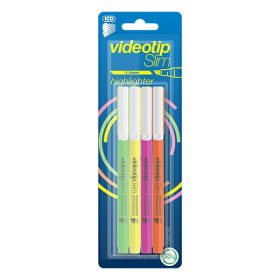 Szövegkiemelő ICO Videotip Slim, 4 db-os készlet