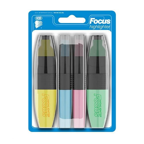Szövegkiemelő ICO Focus pasztell, 4 db-os készlet
