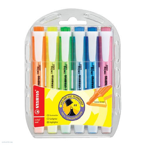 Szövegkiemelő klt. 6 db-os Stabilo Swing Cool