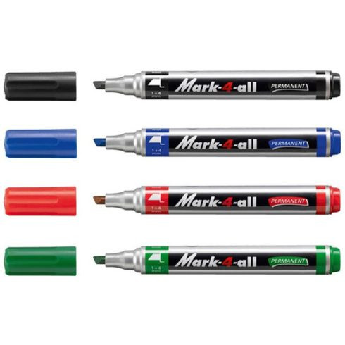 Marker permanent Stabilo 653, vágott hegyű, piros