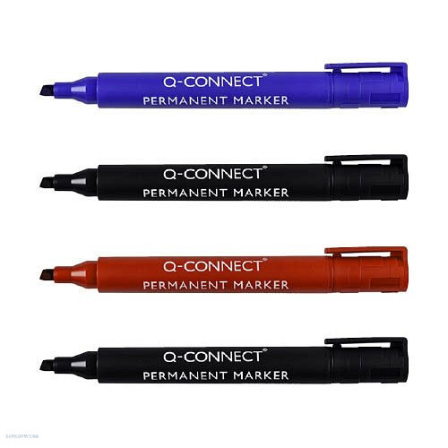 Marker klt. 4 db permanent Q-Connect vágott 2 fekete, 1 kék, 1 piros