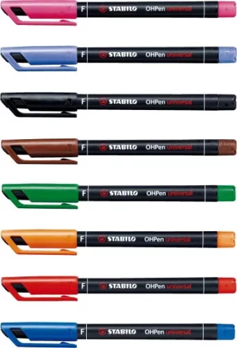OHP marker Stabilo F, 842/8, 8 darabos készlet