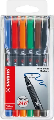 OHP marker Stabilo M, 843/6, 6 darabos készlet