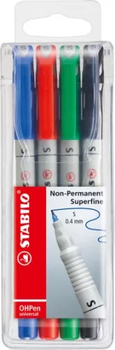 OHP marker Stabilo S, 851/4, vízbázisú, 4 darabos készlet