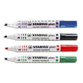   Táblamarker Stabilo Plan, 643/4, vágott hegyű, 4 darabos készlet
